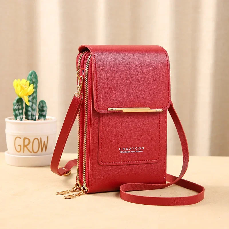 Fashion Handbag Touch Screen Cell Phone Purse Shoulder Bag Small Wallet Soft Leather Crossbody