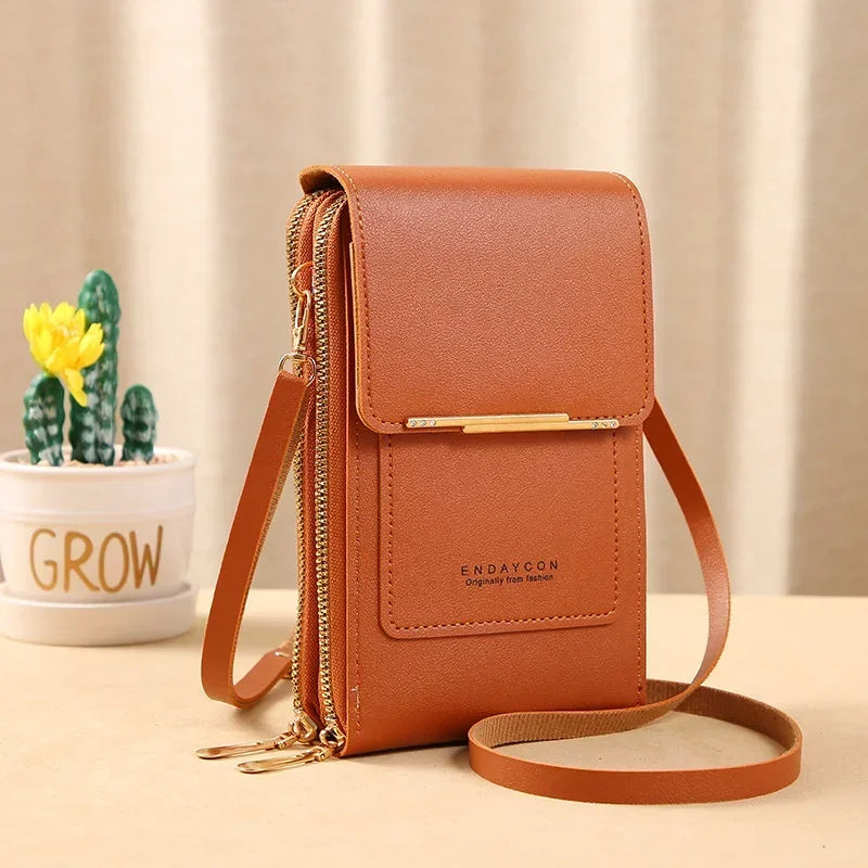 Fashion Handbag Touch Screen Cell Phone Purse Shoulder Bag Small Wallet Soft Leather Crossbody