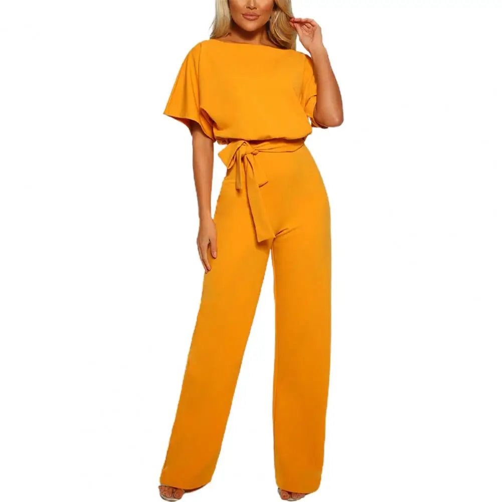 Classic 2pcs Woman Set Tight Waist Slim Jumpsuit