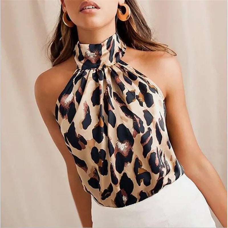 Chic Blouses Sexy Leopard Print Ladies Shirt