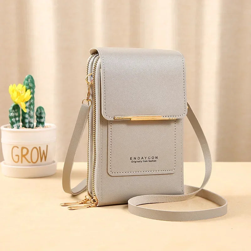 Fashion Handbag Touch Screen Cell Phone Purse Shoulder Bag Small Wallet Soft Leather Crossbody