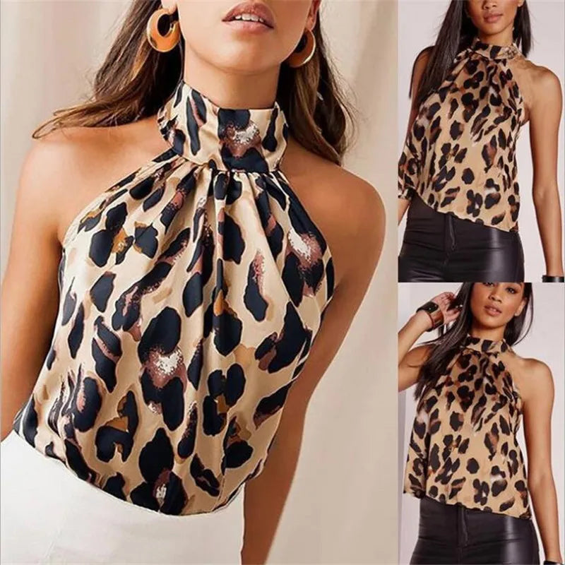 Chic Blouses Sexy Leopard Print Ladies Shirt