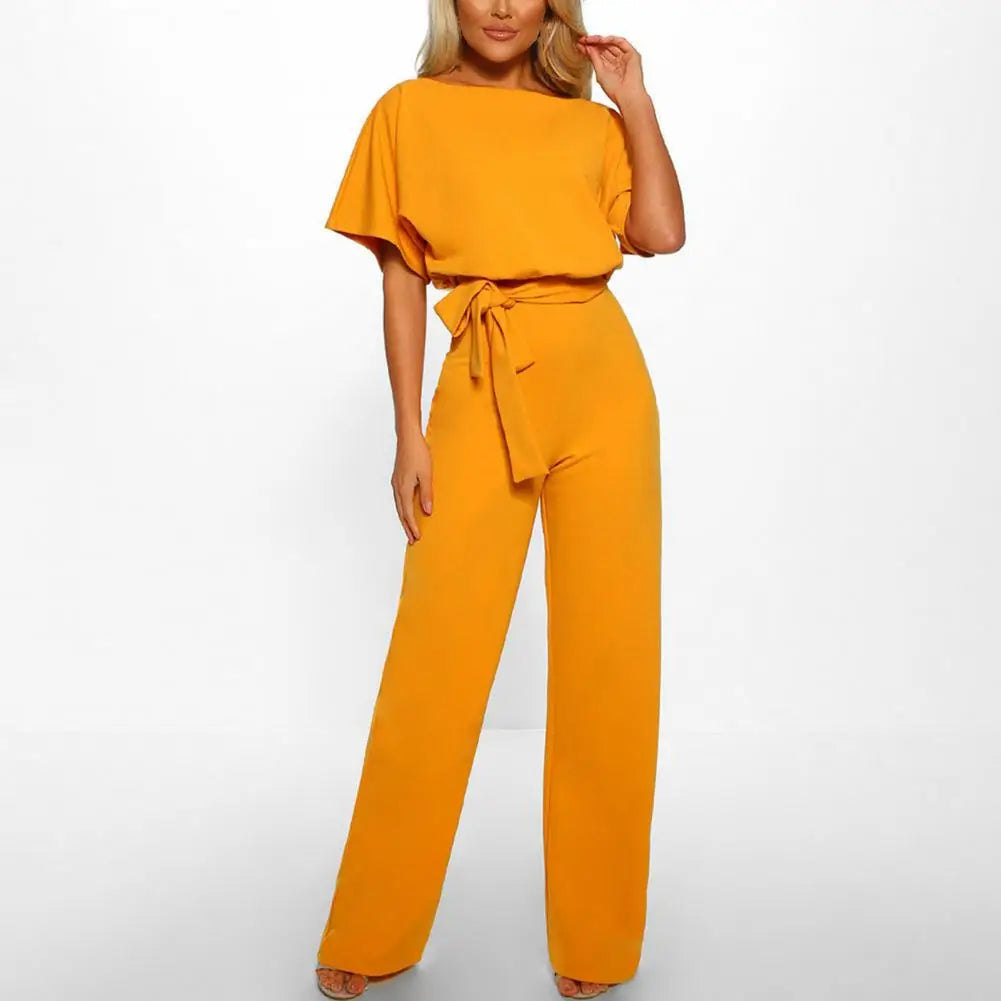 Classic 2pcs Woman Set Tight Waist Slim Jumpsuit