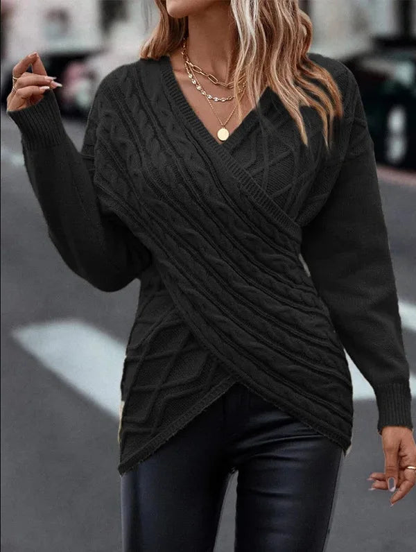 V-neck Knitted Sweater Cross Shirt