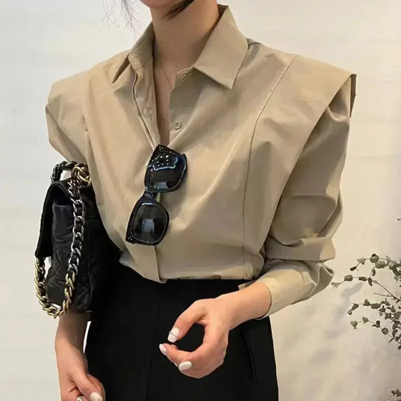 Dazy Casual blouse with buttons long sleeves different shades to choose from