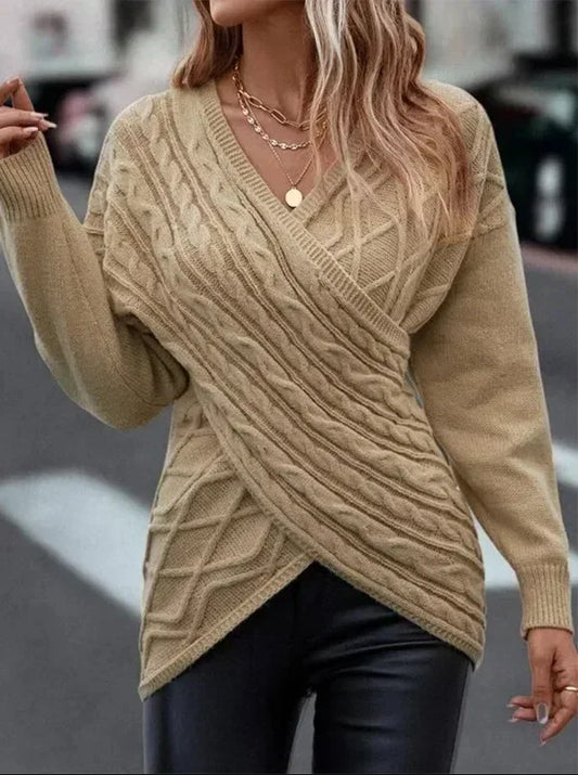 V-neck Knitted Sweater Cross Shirt