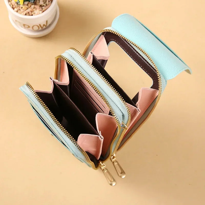 Fashion Handbag Touch Screen Cell Phone Purse Shoulder Bag Small Wallet Soft Leather Crossbody