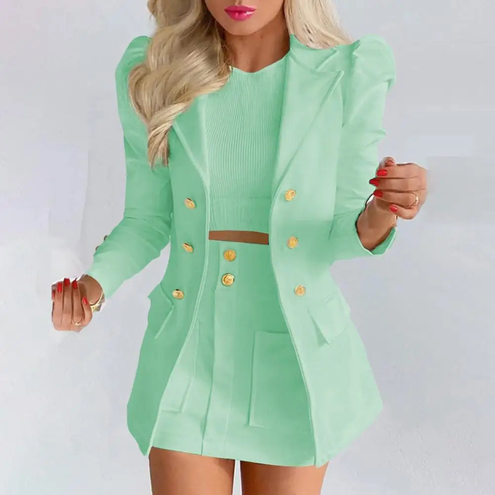 Regular Women's Fitted Casual White Suit set