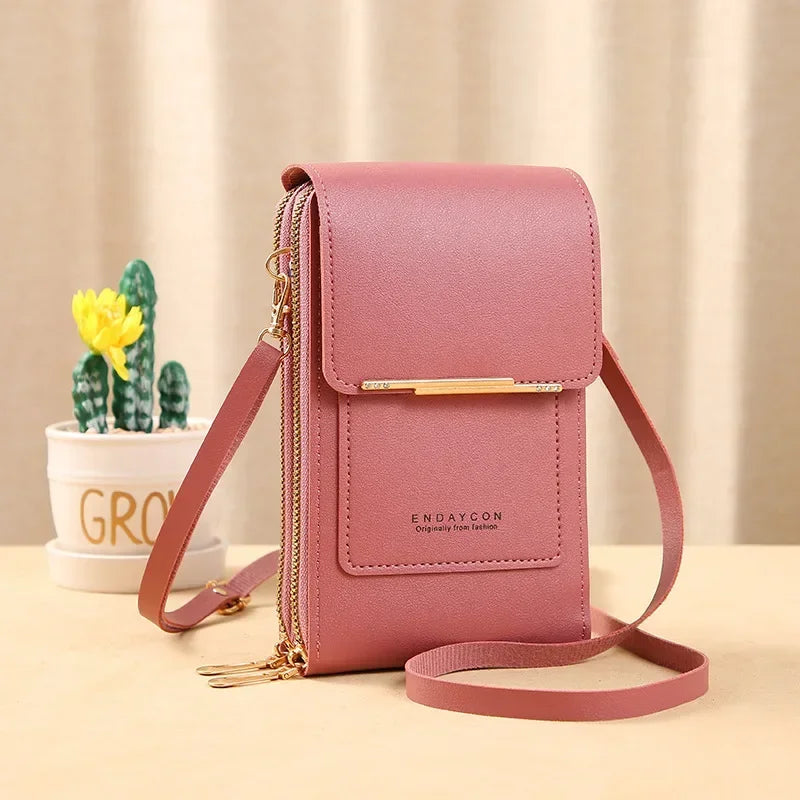 Fashion Handbag Touch Screen Cell Phone Purse Shoulder Bag Small Wallet Soft Leather Crossbody