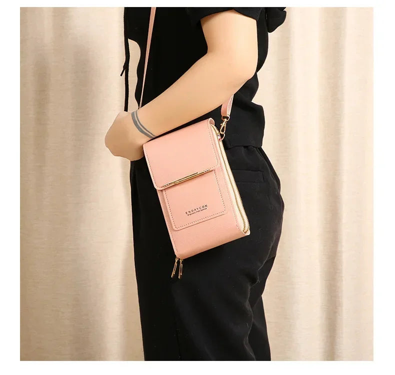 Fashion Handbag Touch Screen Cell Phone Purse Shoulder Bag Small Wallet Soft Leather Crossbody