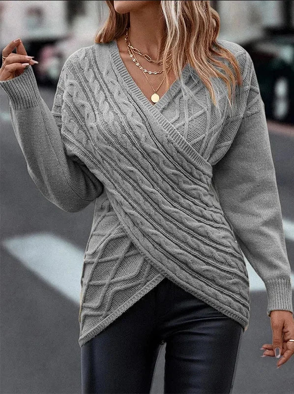 V-neck Knitted Sweater Cross Shirt