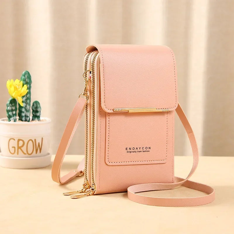 Fashion Handbag Touch Screen Cell Phone Purse Shoulder Bag Small Wallet Soft Leather Crossbody