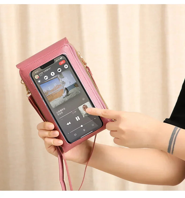 Fashion Handbag Touch Screen Cell Phone Purse Shoulder Bag Small Wallet Soft Leather Crossbody