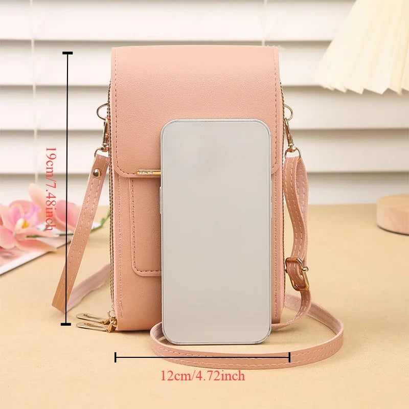 Fashion Handbag Touch Screen Cell Phone Purse Shoulder Bag Small Wallet Soft Leather Crossbody
