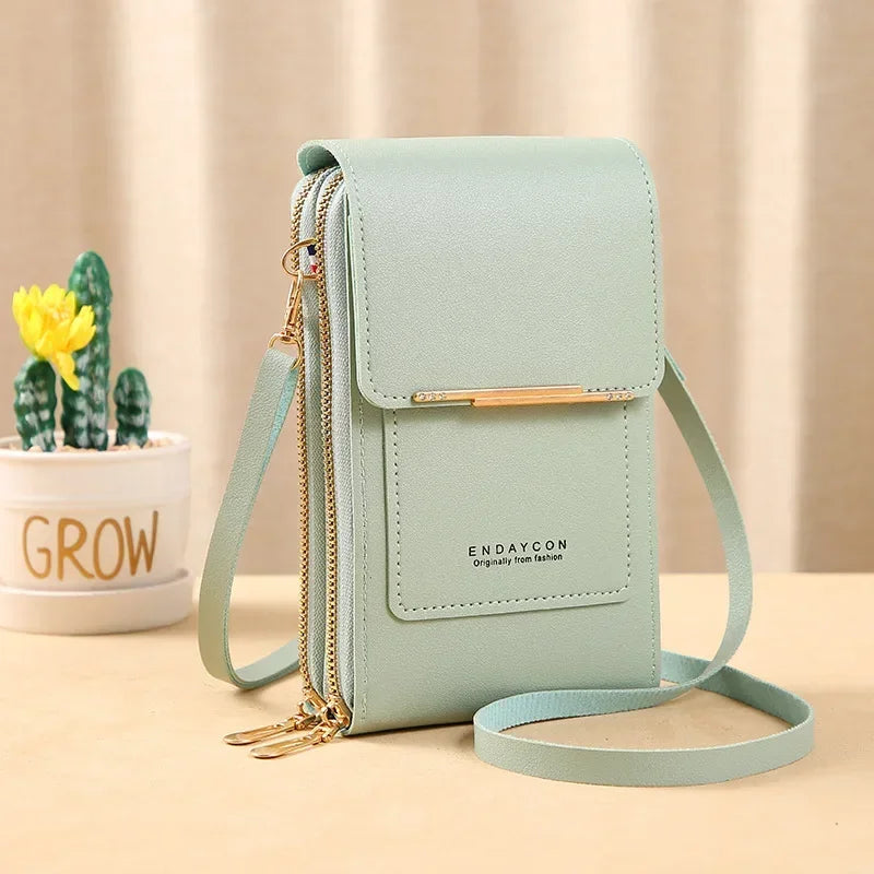 Fashion Handbag Touch Screen Cell Phone Purse Shoulder Bag Small Wallet Soft Leather Crossbody