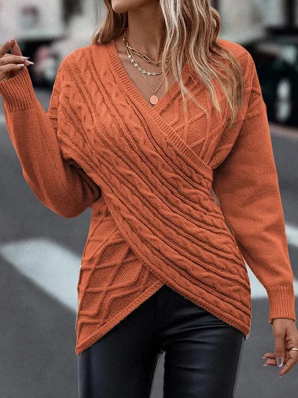 V-neck Knitted Sweater Cross Shirt