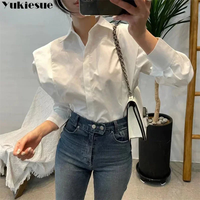 Dazy Casual blouse with buttons long sleeves different shades to choose from