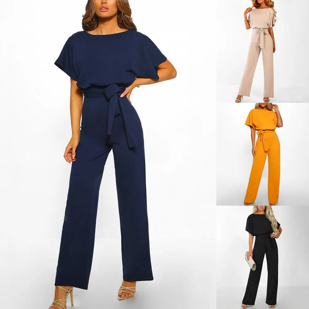 Classic 2pcs Woman Set Tight Waist Slim Jumpsuit