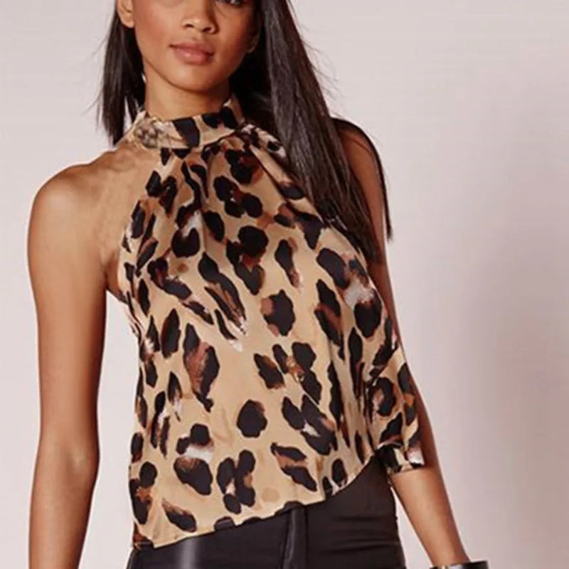 Chic Blouses Sexy Leopard Print Ladies Shirt
