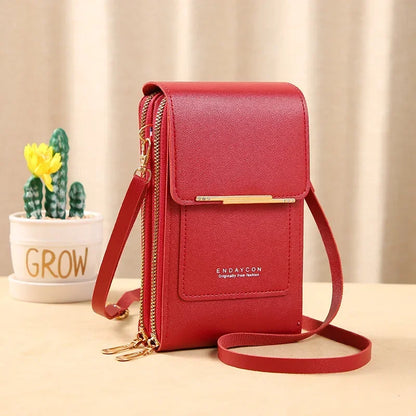 Fashion Handbag Touch Screen Cell Phone Purse Shoulder Bag Small Wallet Soft Leather Crossbody