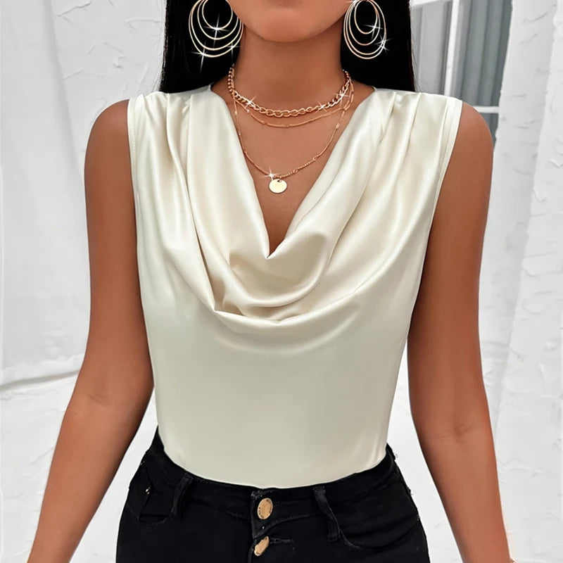 Chic Silk-Like Satin Tank Tops