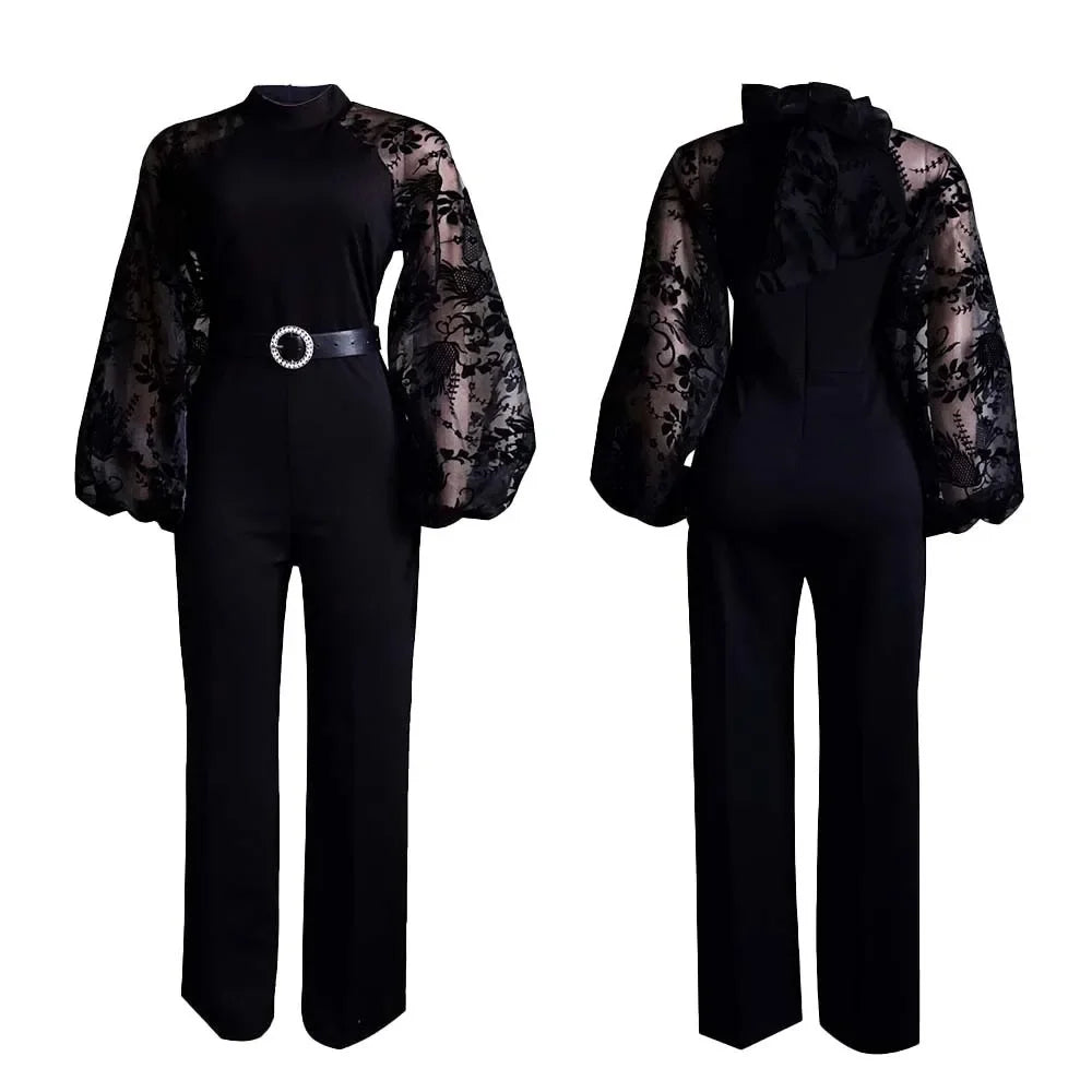 Chic Jumpsuit White Overalls Lace One Piece Long Sleeve