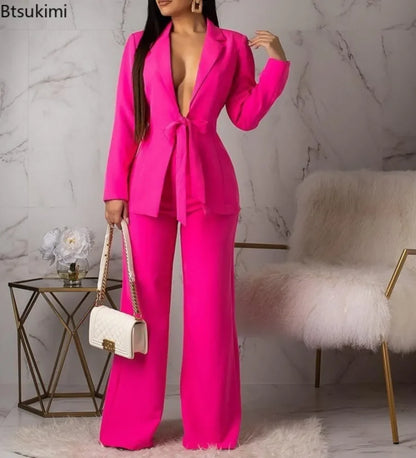 Women's Formal Business Suit Sets Office Wear Two Piece Blazer