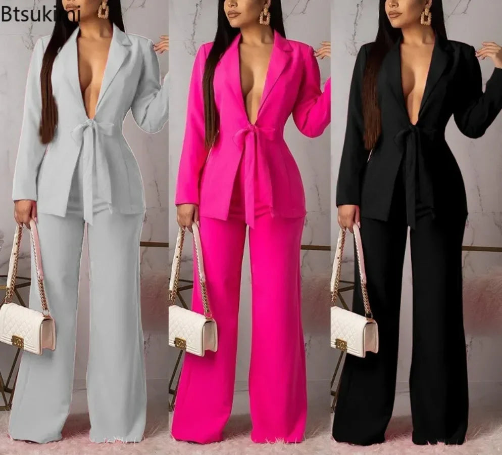 Women's Formal Business Suit Sets Office Wear Two Piece Blazer