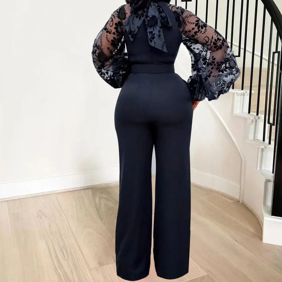 Chic Jumpsuit White Overalls Lace One Piece Long Sleeve