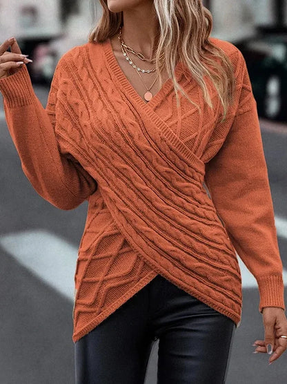 V-neck Knitted Sweater Cross Shirt